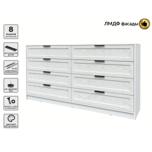 Kомод Тренд КТ-К197 (Белый ЛДСП/ Дуб полярный ЛМДФ) Ш1965 В1020 Г451